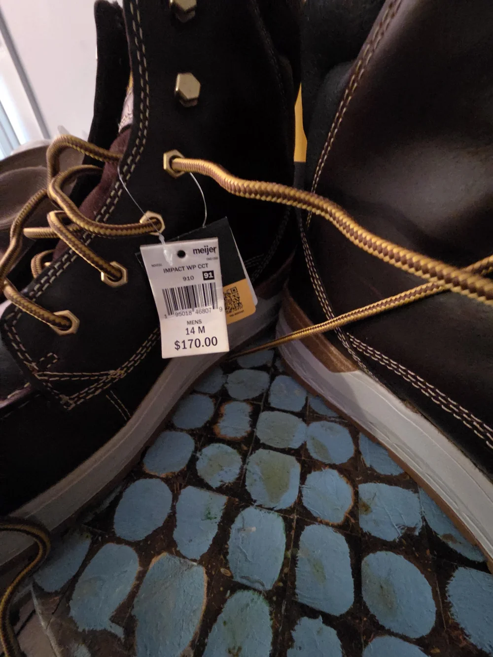 Cat Men’s Brown Leather Work Boots - Lace-Up Moc Toe